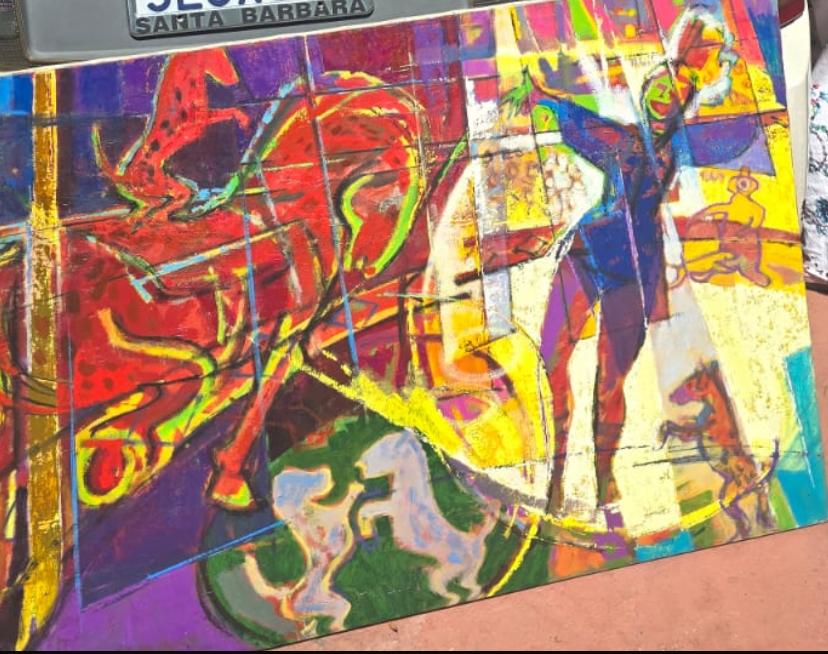 Colourful abstract painting in the Los Angeles art sale